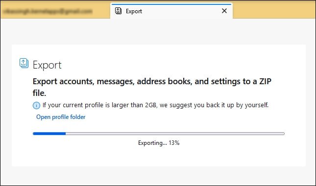 process of exporting mailbox data