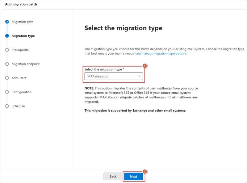 Choose IMAP migration