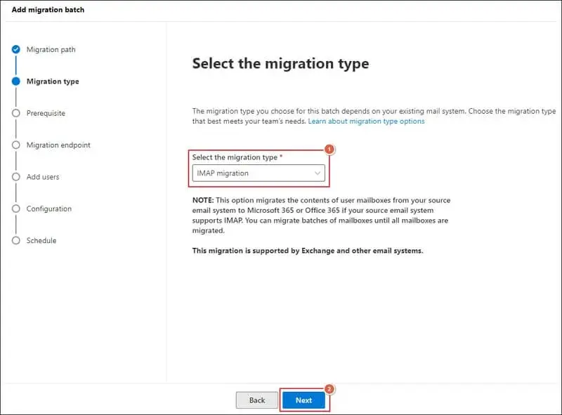 Choose IMAP migration