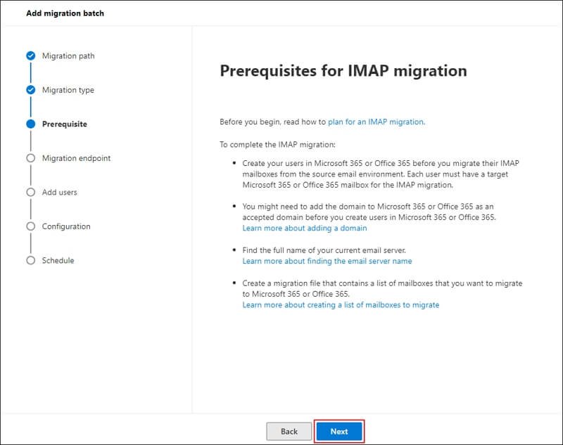 Complete the Prerequisites for IMAP migration