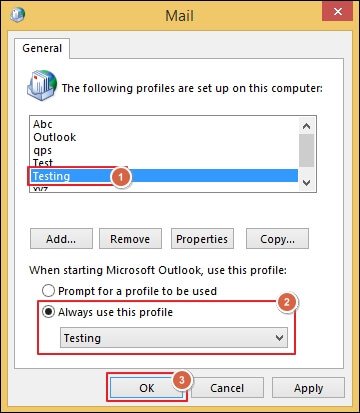 Choose the recently created profile