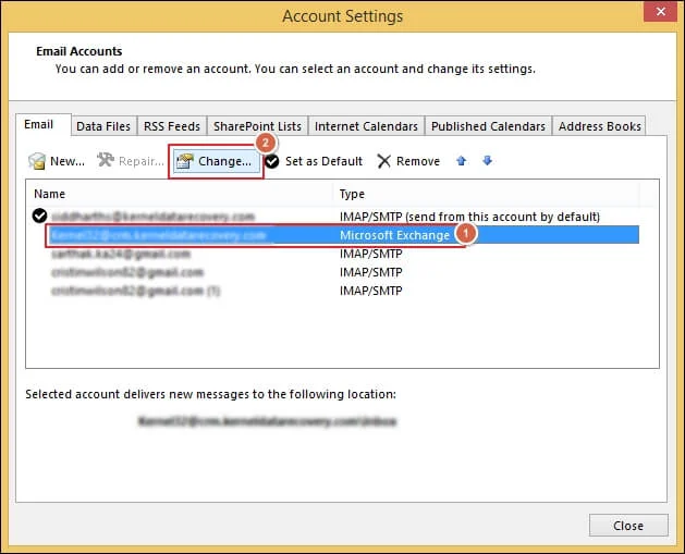 Choose your Exchange account
