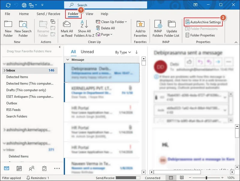 AutoArchive Settings