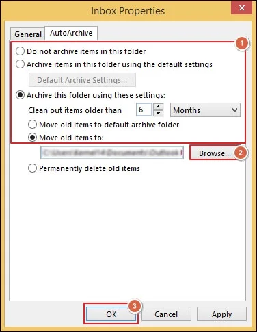 Browse the folder location to save file