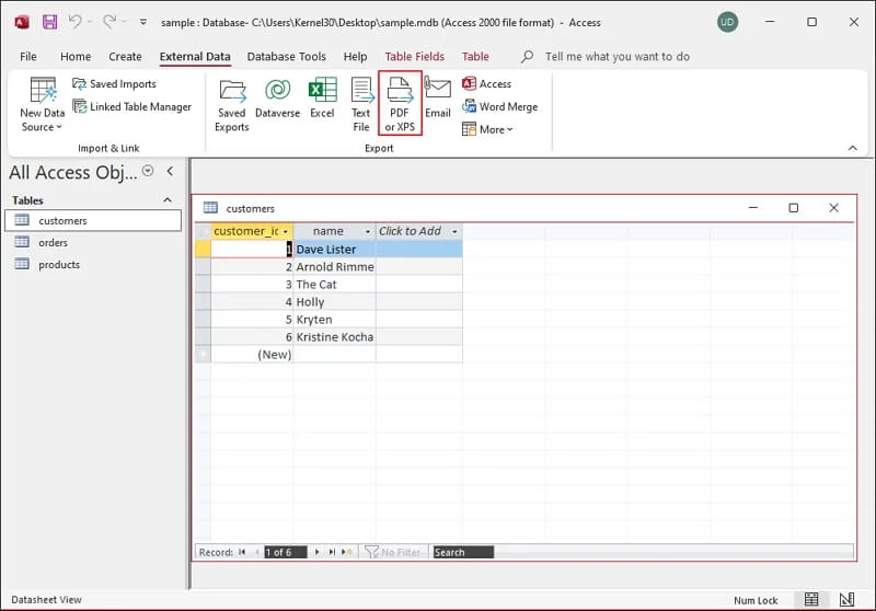 Go to extrnal data and select PDF or XPS