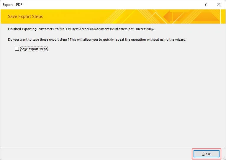 Close to exit the process