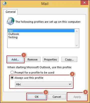 Add new profile and set it as the default 