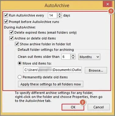 Apply AutoArchive filter