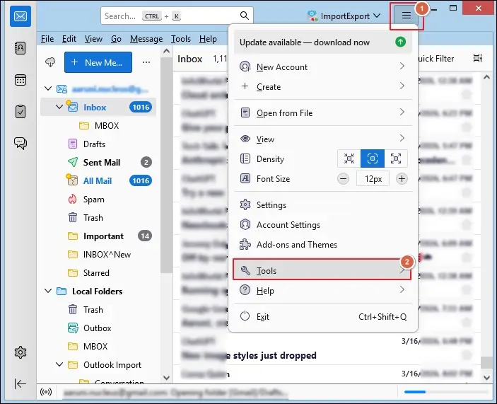 Click on the Menu icon and proceed to Tools