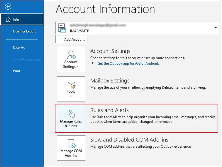 Manage Rules and Alerts