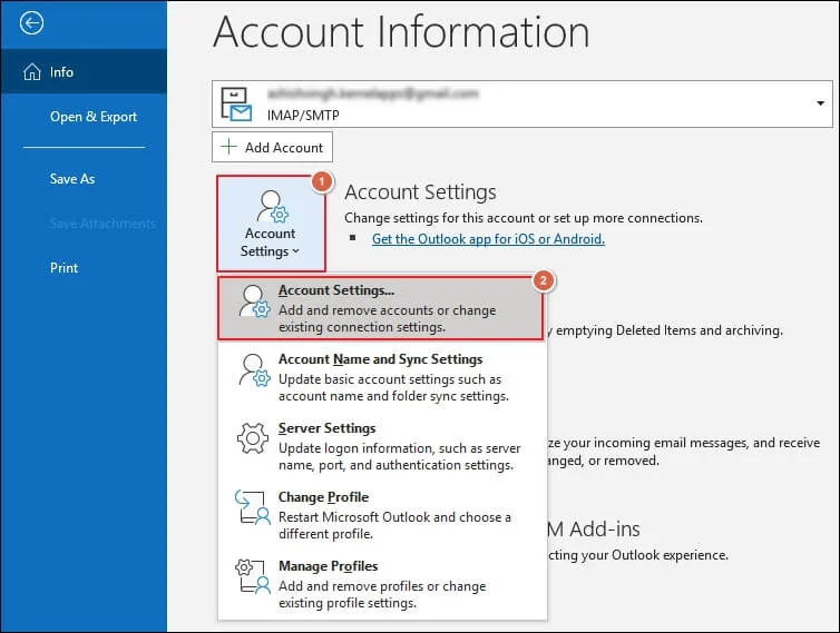 Go to Account Settings