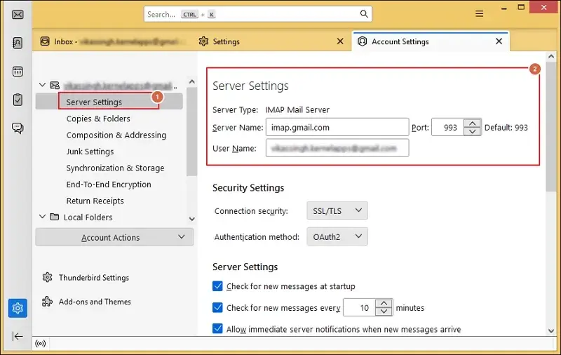 Verify the incoming server details
