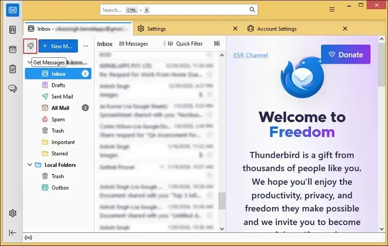Tap on the Get Messages option to download them manually