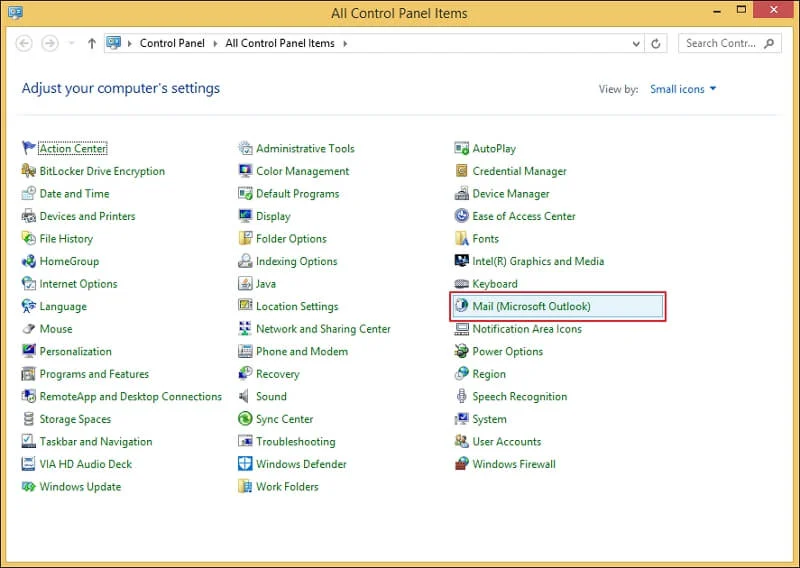 Click Microsoft Outlook 