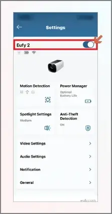 Check whether the Eufy camera is activated in the Eufy Security App
