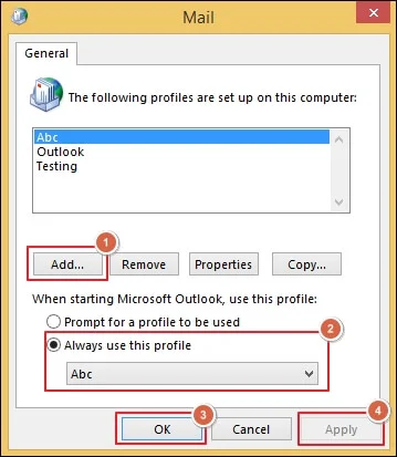 Add to create a new profile