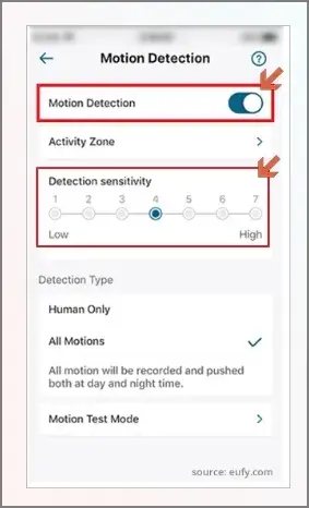 Tap on Settings and click on Motion Detection
