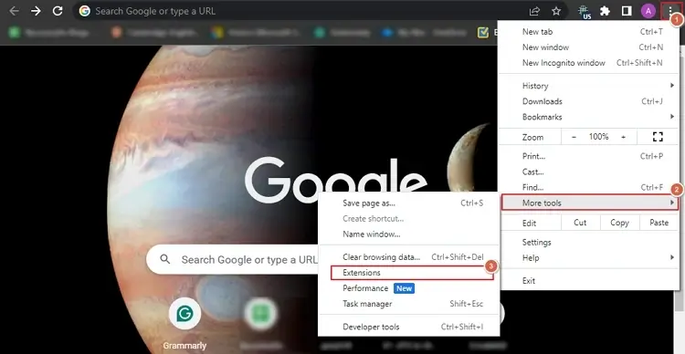 Tap on the More Tools Extension tab