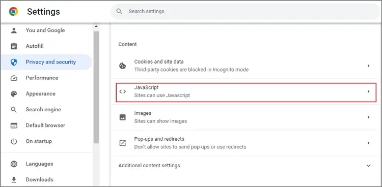 Hit the JavaScript in the next window
