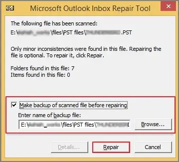click on the Repair tab to fix the issue