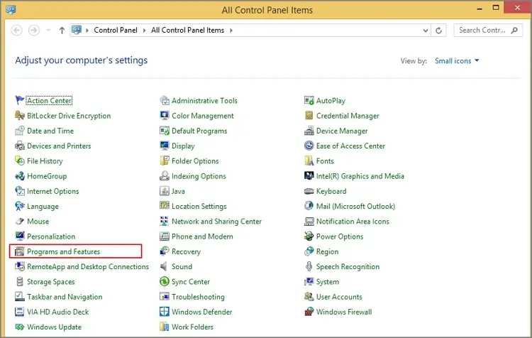 Open the Control Panel. Hit the Programs and Features tab