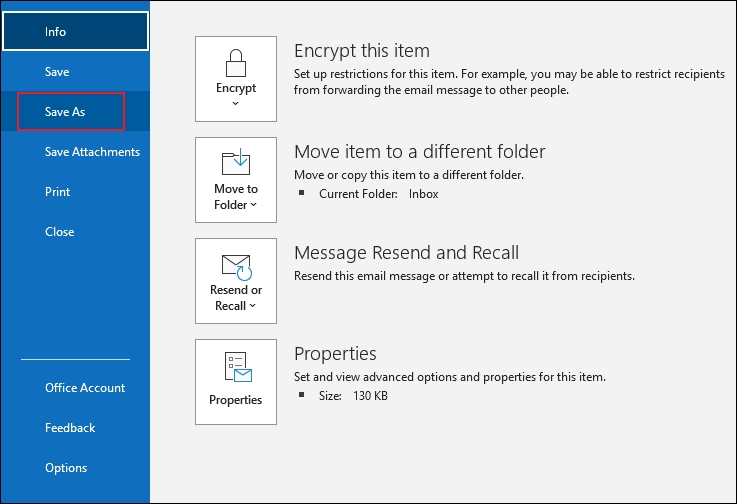 click on the Save As option