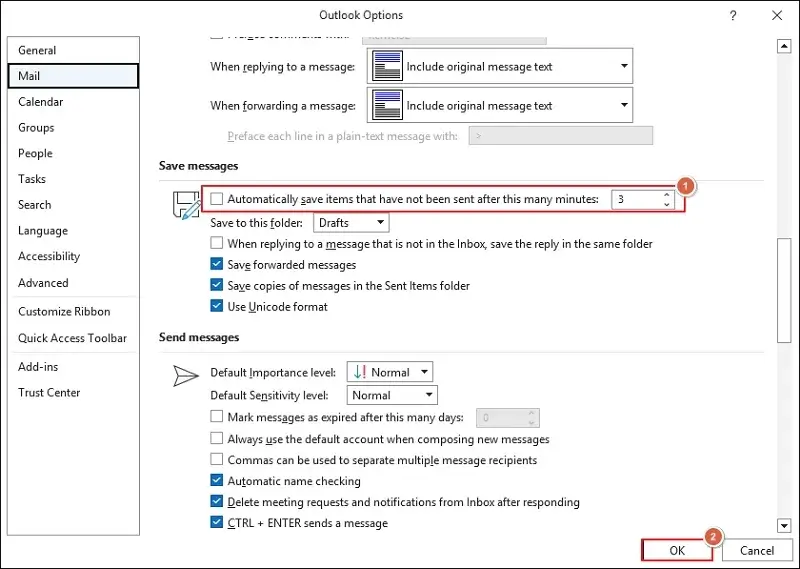 Click OK to save the made changes