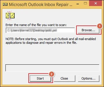 Browse to select the file and click Start