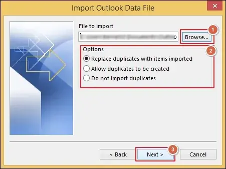 Select the appropriate Options and proceed to Next