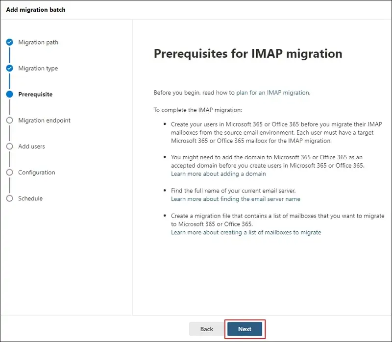 Verify and complete all the prerequisites. Then hit Next