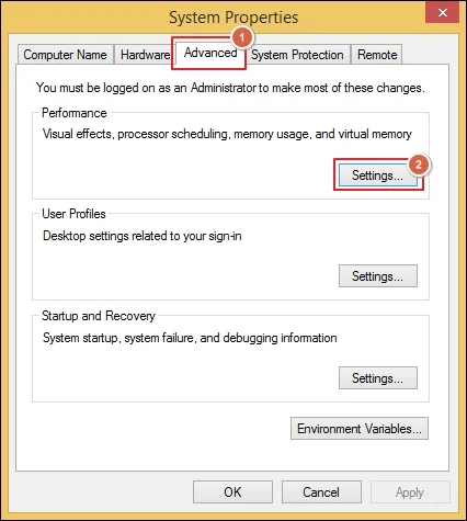 Go to Advanced system settings