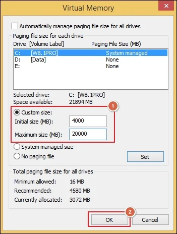 click OK to save them