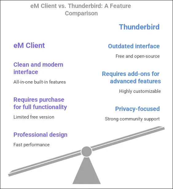 Compare Thunderbird vs eM Client