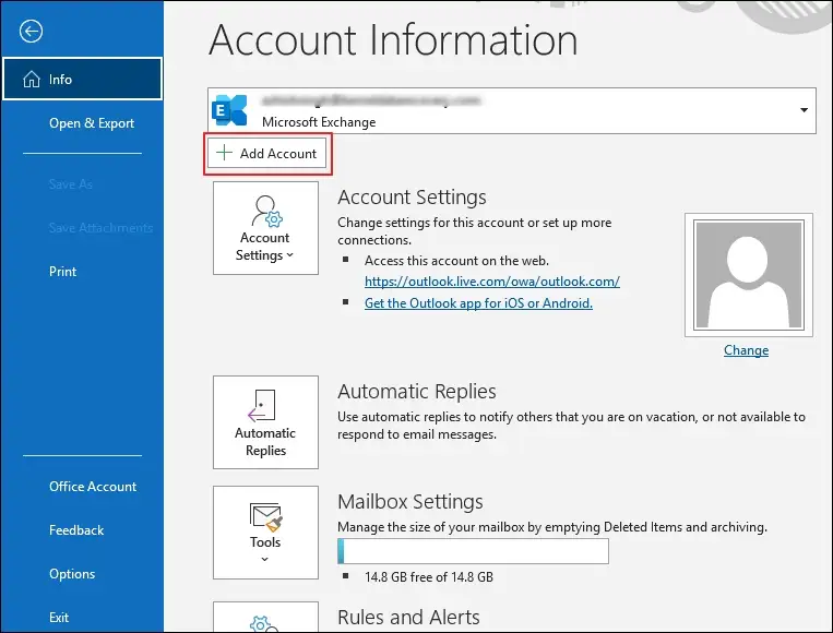click on add account