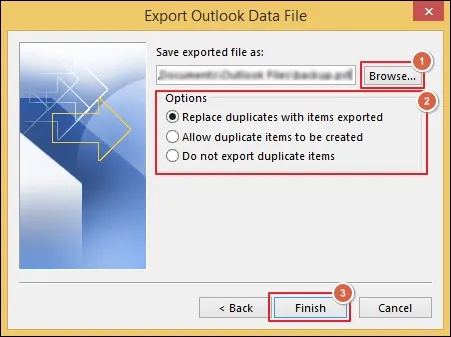 browse file saving locations and finish