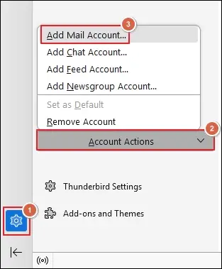add mail account in thunderbird