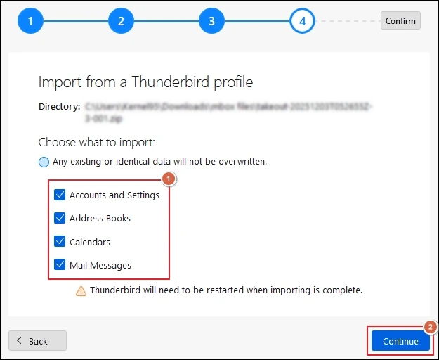 select what to import