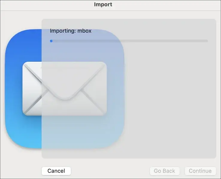 import process of MBOX files