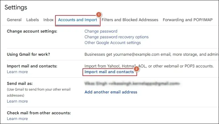 Import mail and contacts
