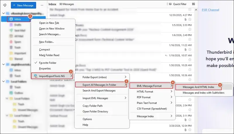 EML Message Format and proceed to Messages And HTML Index