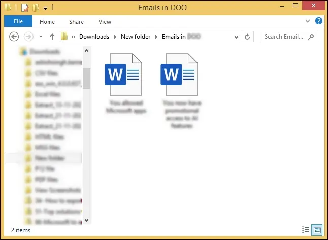 emails are saved in doc format