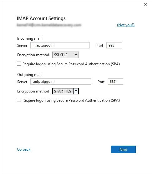 IMAP account settings