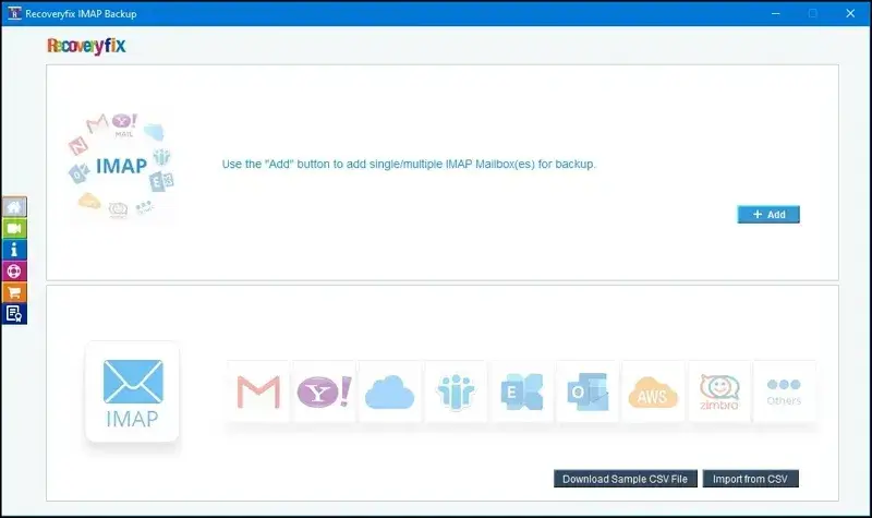 Hit the Add option to sign your IMAP account