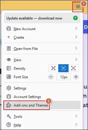 go to Add ons and Themes