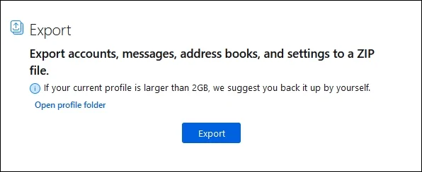 Export mailbox data to save