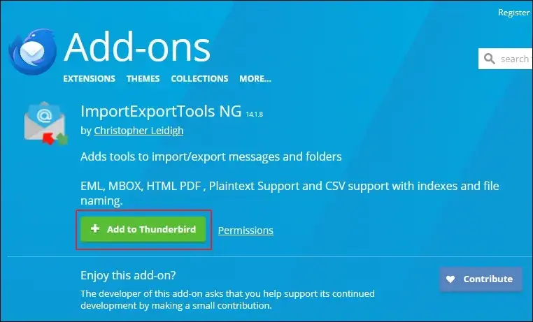 Add to Thunderbird option