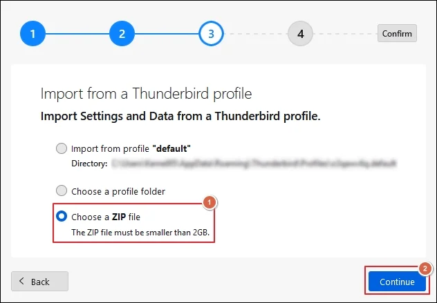 Choose zip file