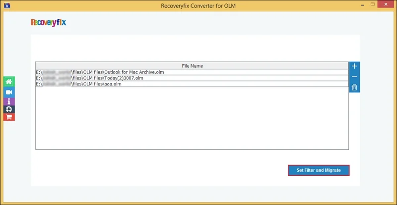 Choose the OLM files