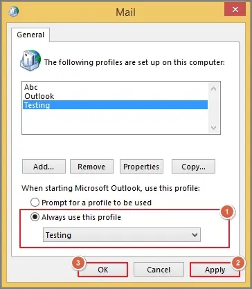 make the new profile as default then select ok and apply