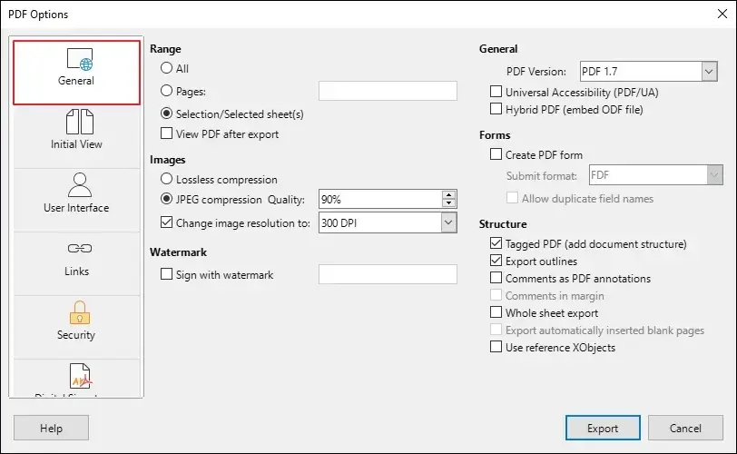 Apply the General settings